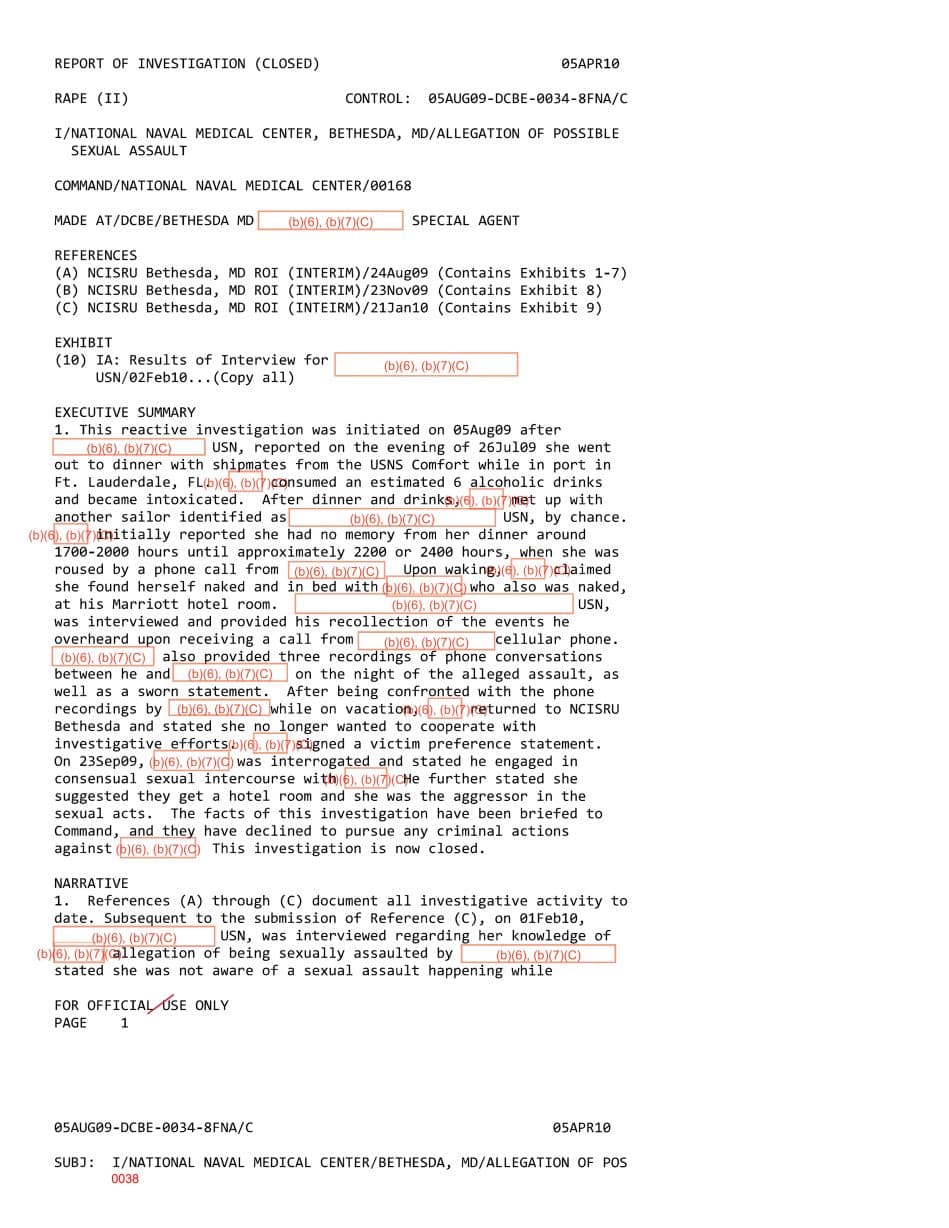 First page preview for Phone Recordings and a Subject Interview Preceded Command Declination in a USNS Comfort Hotel-Room Case.