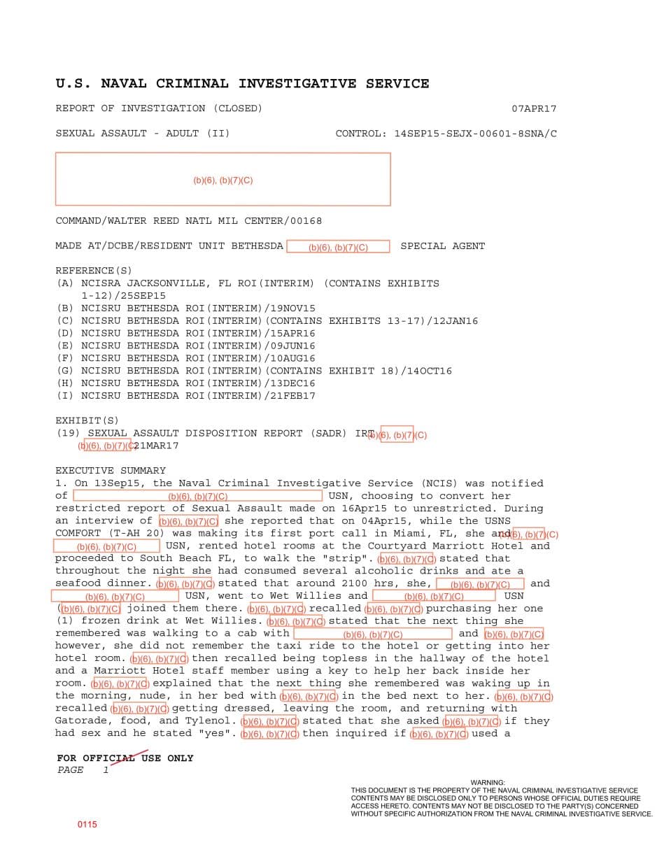 First page preview for USNS Comfort Miami Port-Call Report Closed After Command Review and a Retention Recommendation.