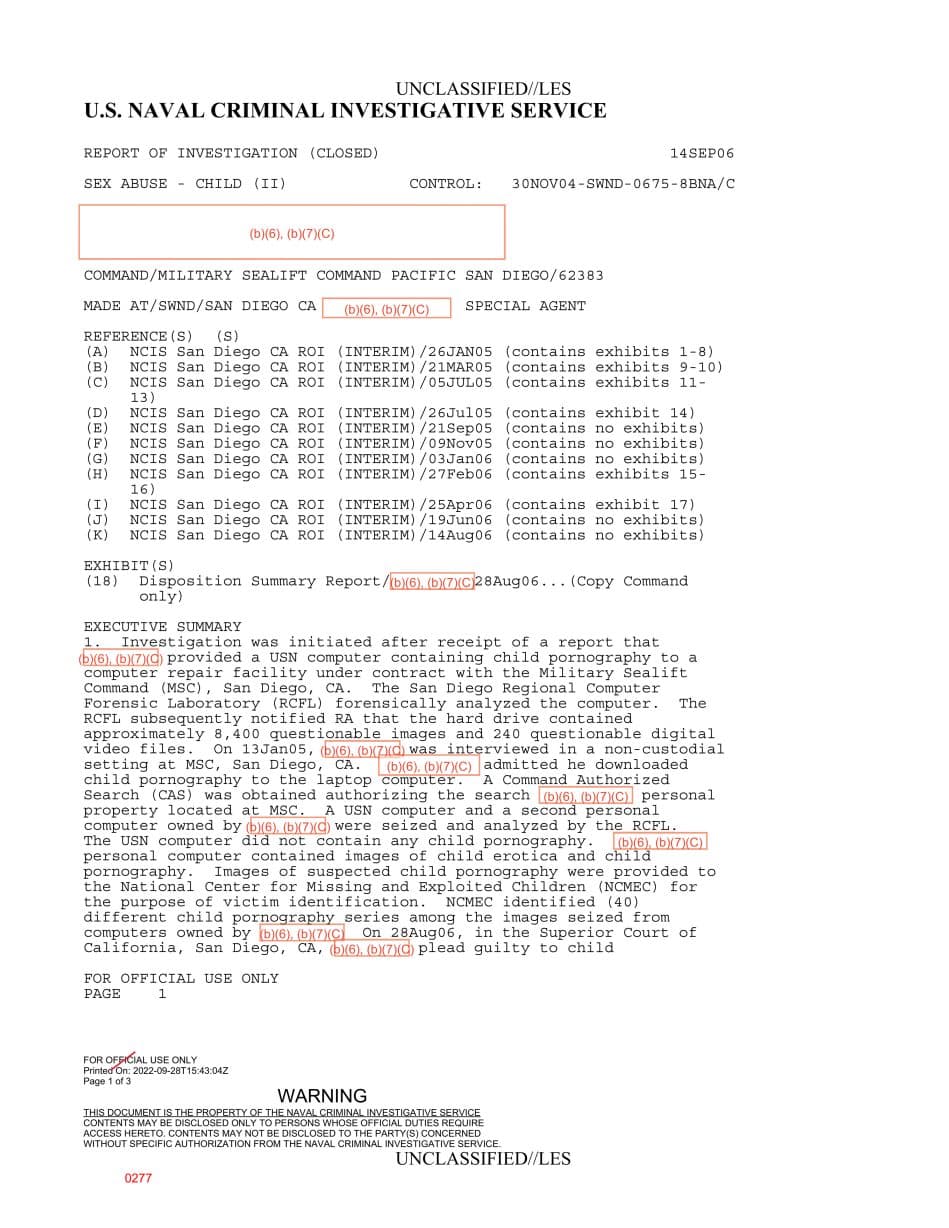 First page preview for MSC San Diego Computer Case Found Child Sexual Abuse Material Series and Ended in State-Court Guilty Pleas.